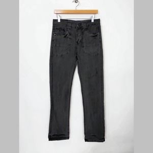 Rogue Men's Destructed Slim Straight Denim Ribbed Jeans